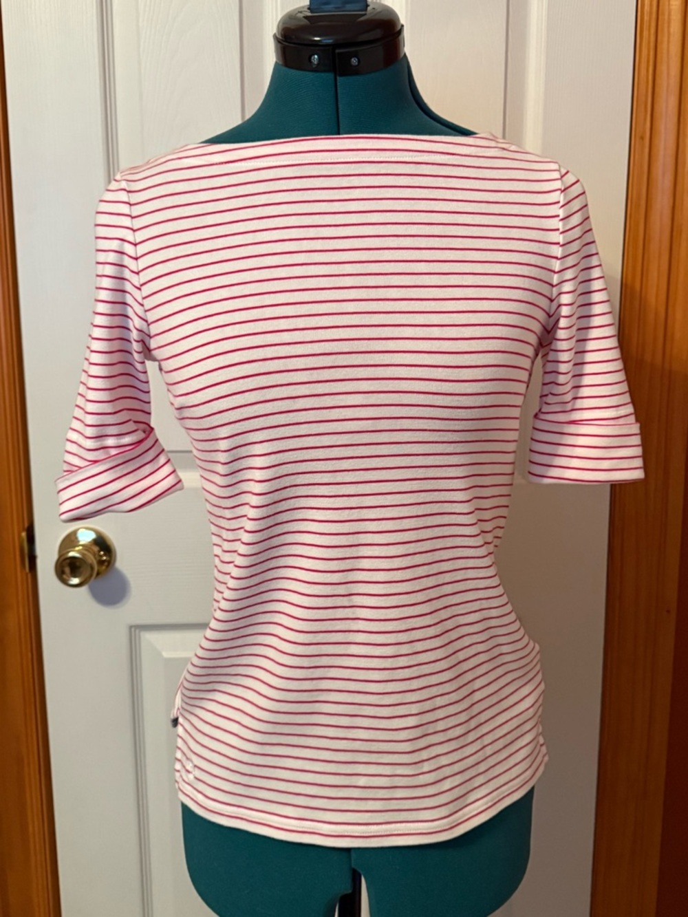 Ralph Lauren Pink and White Striped Short Sleeve Tee
